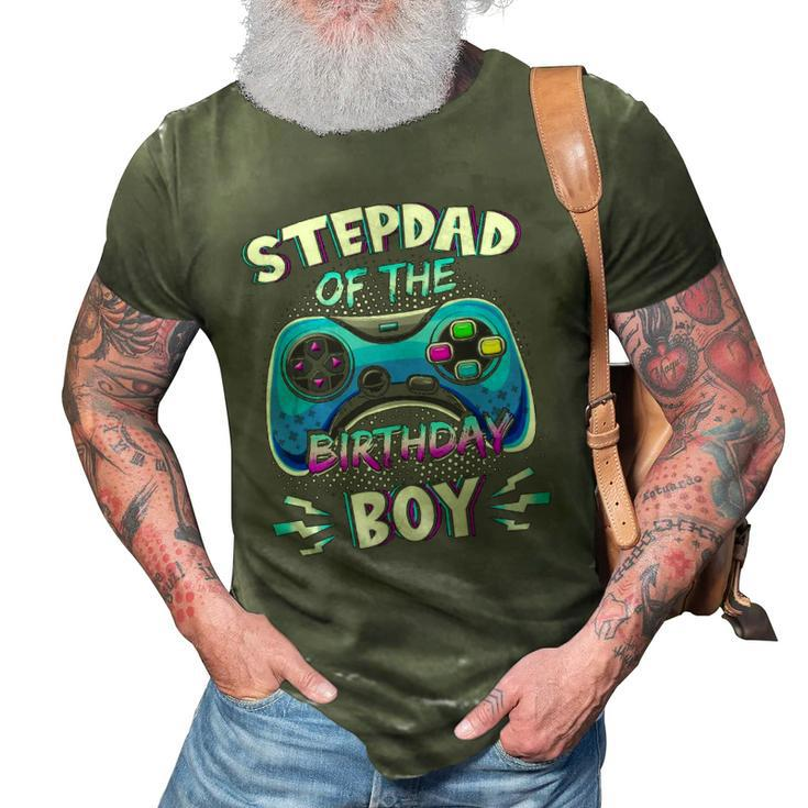 Video Game Birthday Party Stepdad Of The Bday Boy Matching  3D Print Casual Tshirt