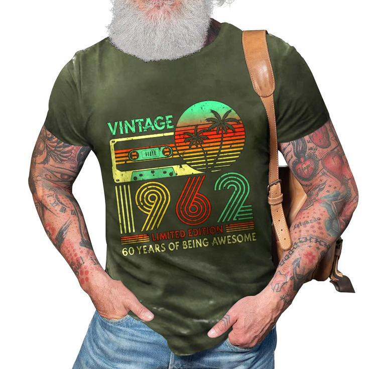 Vintage 1962 Cassette Limited Edition 60Th Birthday Retro  3D Print Casual Tshirt