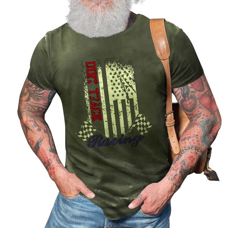 Vintage American Flag Dirt Track Racing Race Flag Design  3D Print Casual Tshirt