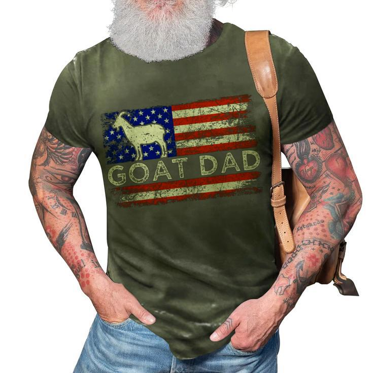 Vintage American Flag Goat Animal Lover Goat Dad 4Th Of July  3D Print Casual Tshirt