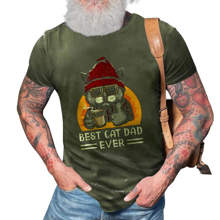 Vintage Best Funny Cat Father Dad Ever Cat Daddy Fathers Day 3D Print Casual Tshirt