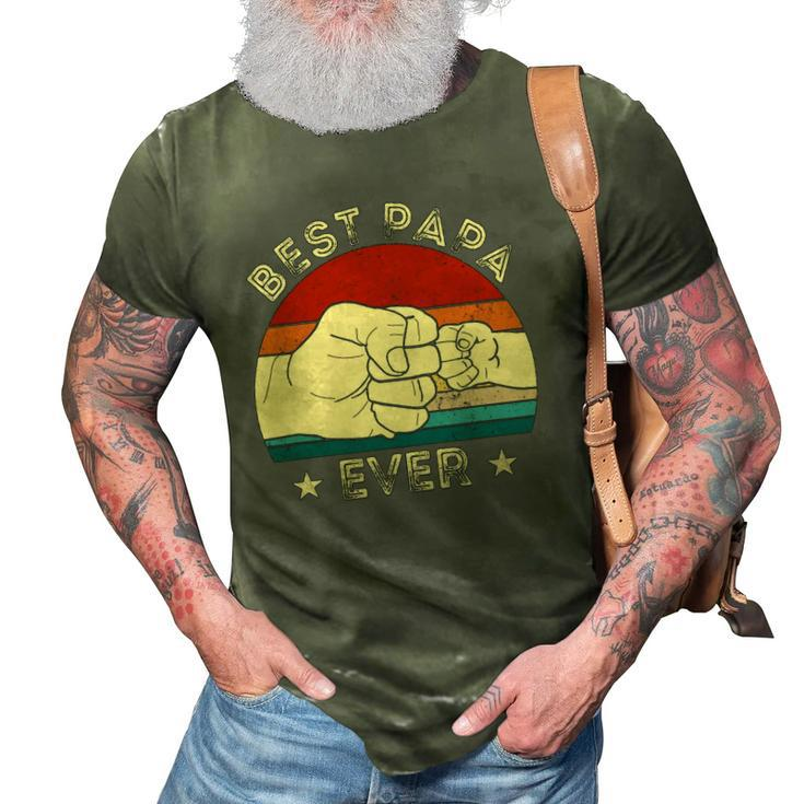 Vintage Best Papa Ever Fist Bump Funny Grandpa Fathers Day 3D Print Casual Tshirt