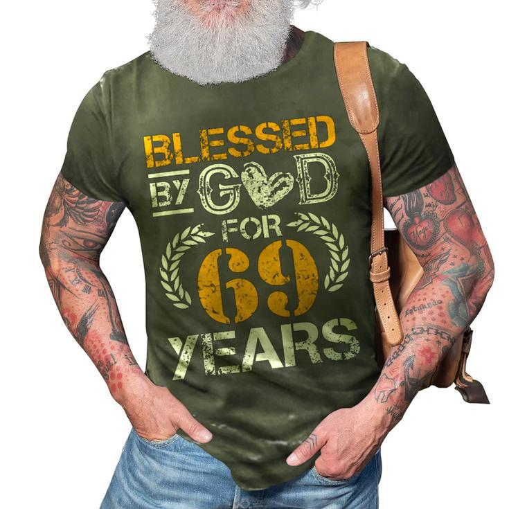 Vintage Blessed By God For 69 Years Happy 69Th Birthday  3D Print Casual Tshirt