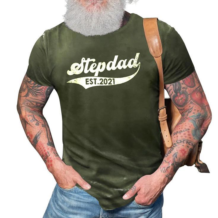 Vintage Fathers Day Promoted To Step Dad Est 2021 Father 3D Print Casual Tshirt