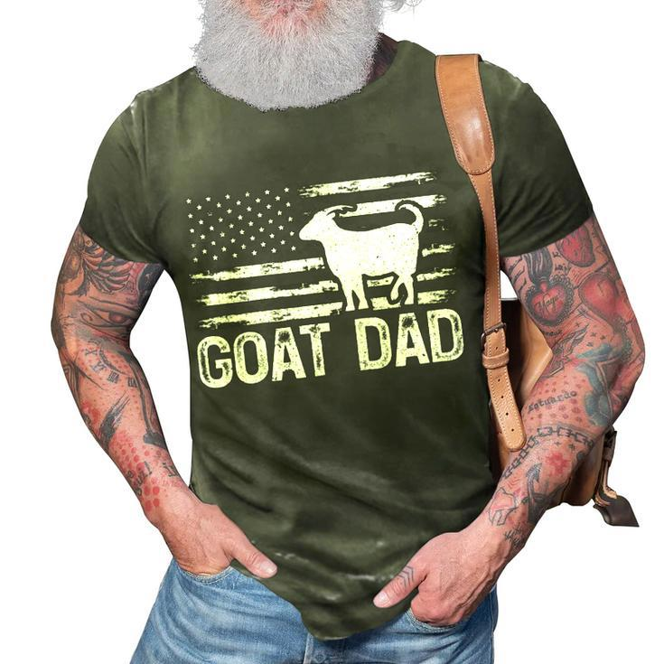 Vintage Goat Dad Retro American Flag Goat 4Th Of July  3D Print Casual Tshirt