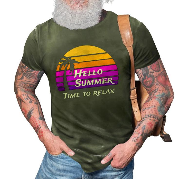 Vintage Hello Summer Its Time To Relax 3D Print Casual Tshirt