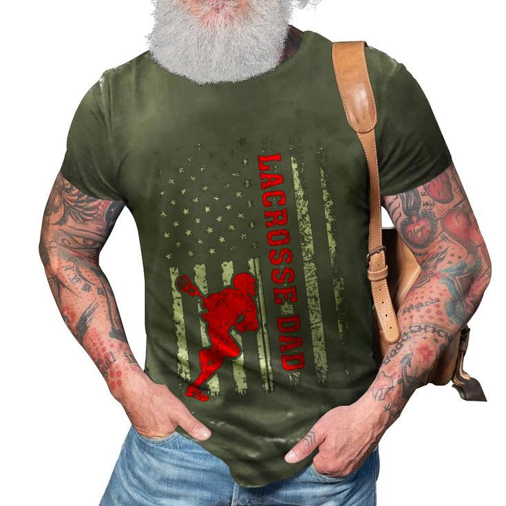 Vintage Lacrosse Dad American Flag Lacrosse 4Th Of July Zip  3D Print Casual Tshirt