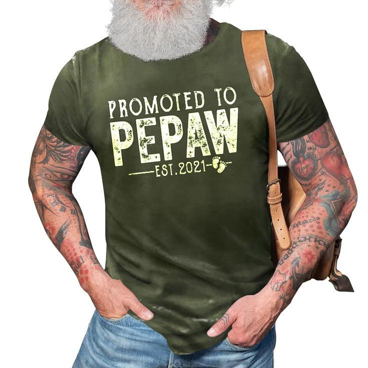 Vintage Promoted To Pepaw Est 2021 Fathers Day Christmas 3D Print Casual Tshirt