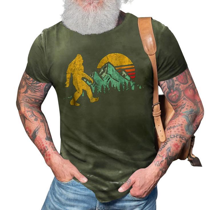 Vintage Retro Bigfoot Believe Silhouette Mountain Sun 234 Shirt 3D Print Casual Tshirt