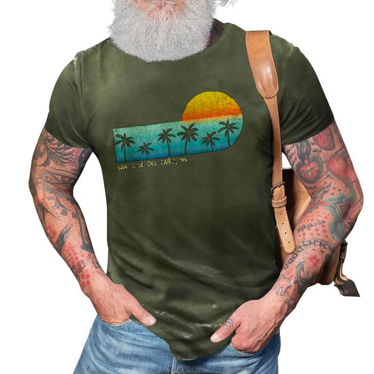 Vintage San Jose Del Cabo Mx Palm Trees & Sunset Beach 3D Print Casual Tshirt