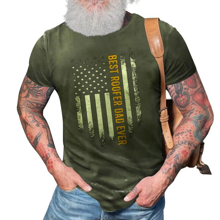 Vintage Usa American Flag Best Roofer Dad Ever Funny Gift 3D Print Casual Tshirt