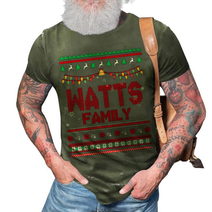 Watts Name Gift   Watts Family 3D Print Casual Tshirt
