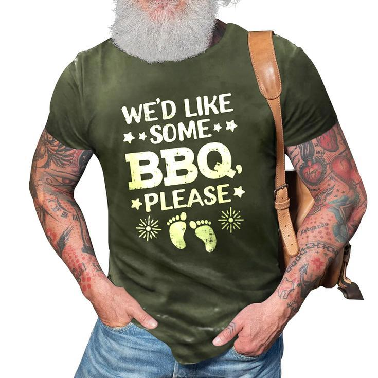Wed Like Some Bbq Baby 4Th Of July Pregnancy Announcement  3D Print Casual Tshirt