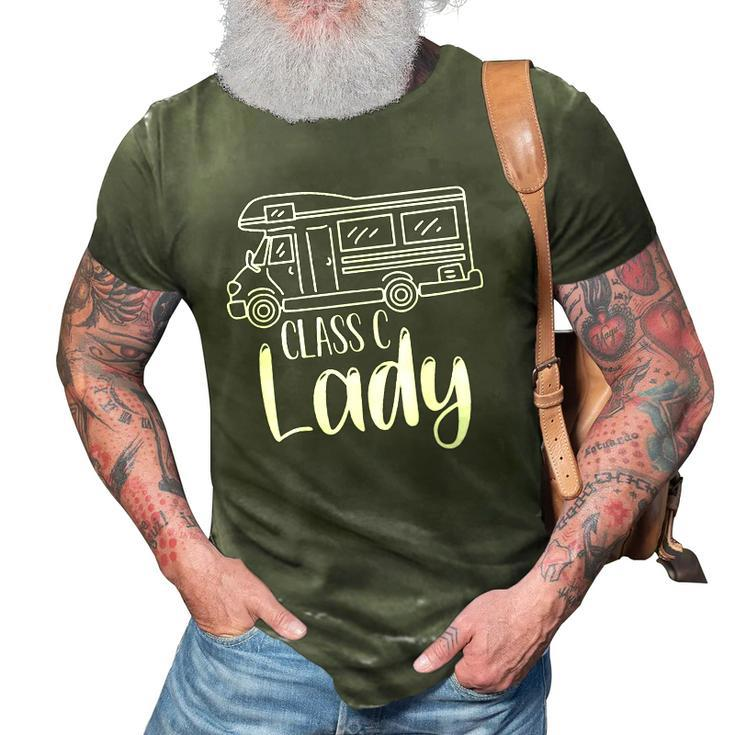 Women Class C Lady Rv Recreational Vehicle Camping Road Trip 3D Print Casual Tshirt