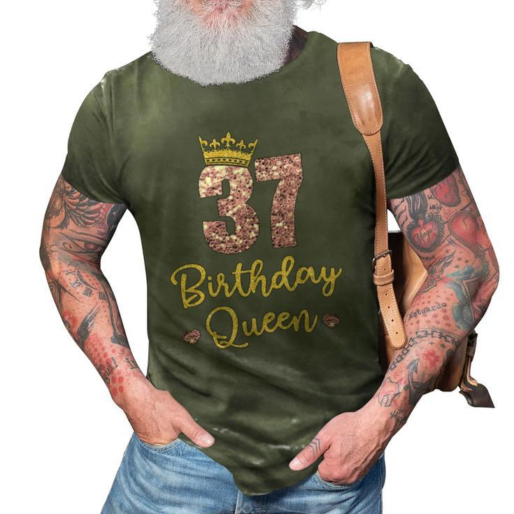Womens 37 Birthday Queen 37Th Birthday Queen 37 Years Gift 3D Print Casual Tshirt