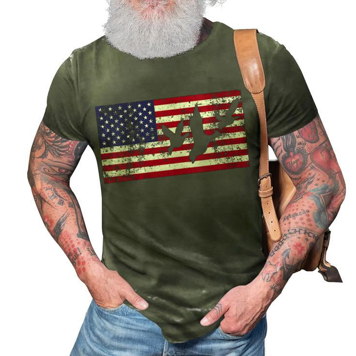 Womens 4Th Of July American Flag Hunting Hunter Geese Goose Dad Usa  3D Print Casual Tshirt
