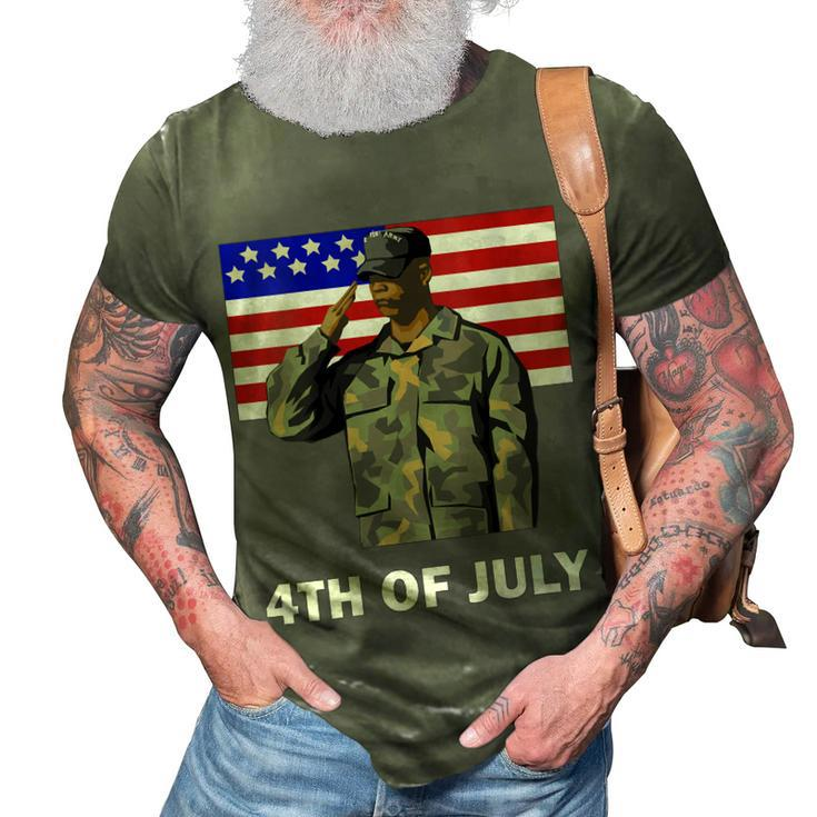 Womens 4Th Of July Proud Army Dad Independence Day American Flag  3D Print Casual Tshirt