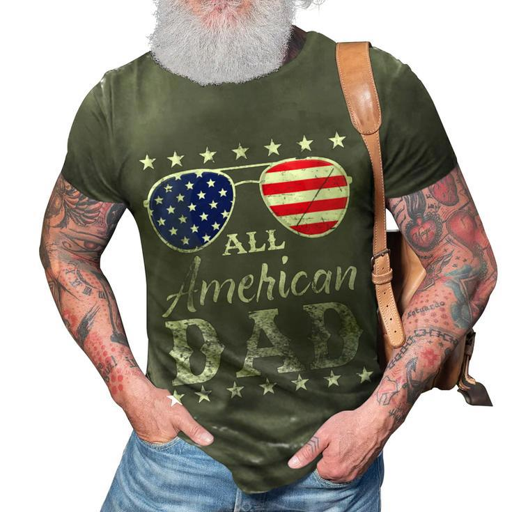 Womens All American Dad Fathers Men Patriotic 4Th Of July  3D Print Casual Tshirt