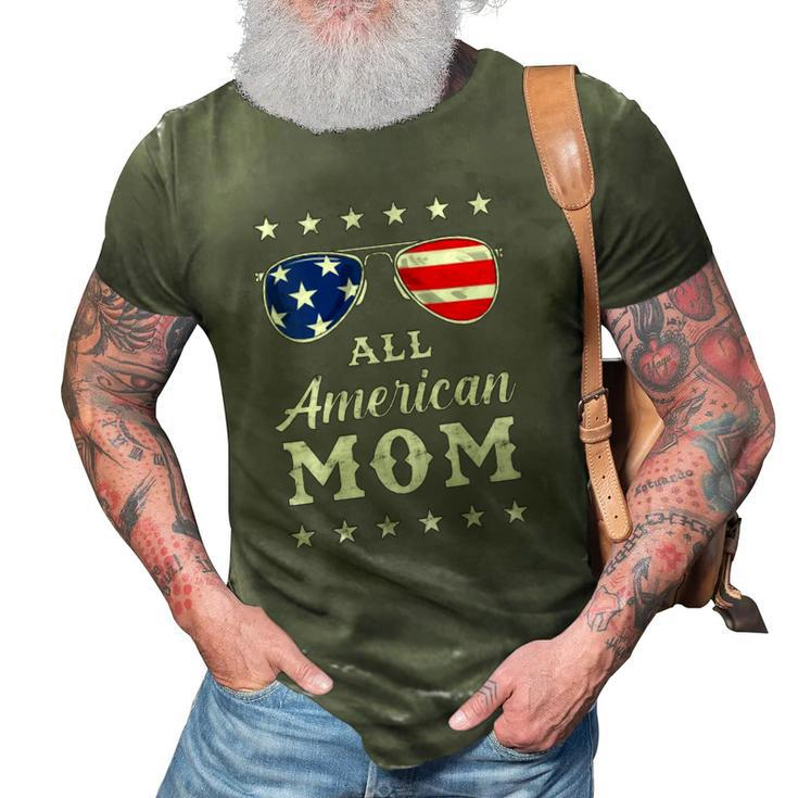 Womens All American Mom Us Flag Sunglasses 4Th Of July  3D Print Casual Tshirt