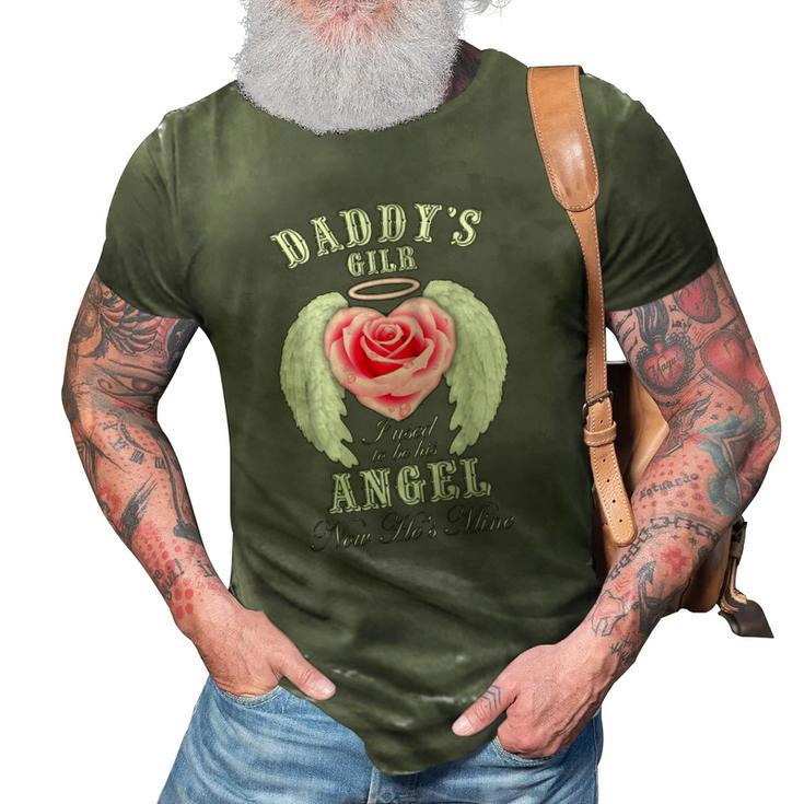Womens Daddys Girl I Used To Be His Angel Now Hes Mine  Back  Raglan Baseball Tee 3D Print Casual Tshirt
