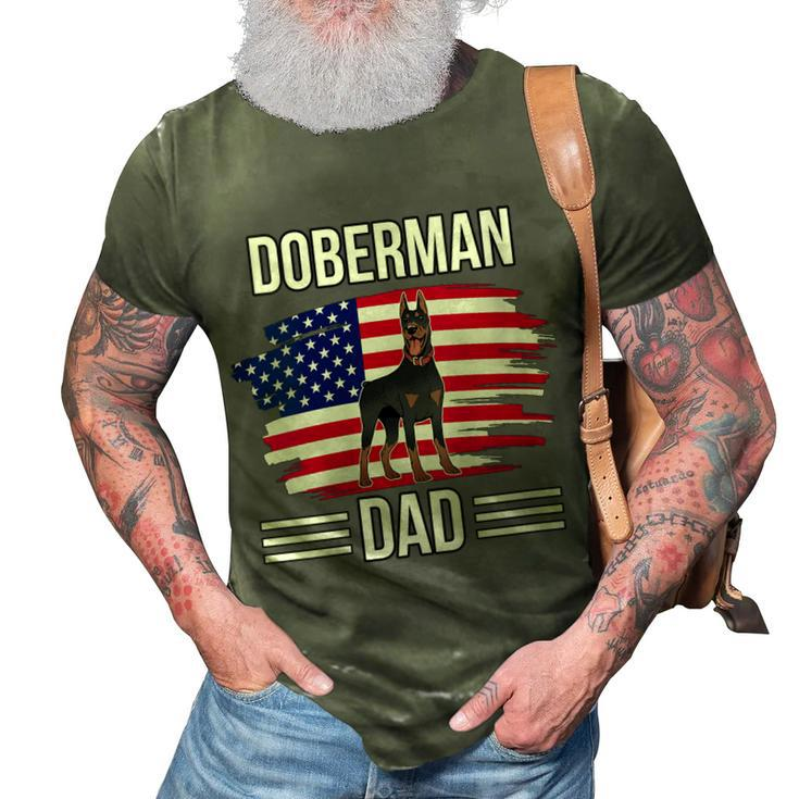 Womens Dog Owner Us Flag 4Th Of July Fathers Day Doberman Dad  3D Print Casual Tshirt