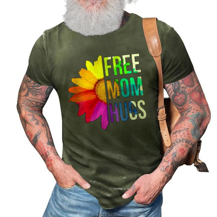 Womens Free Mom Hugs Gay Pride Lgbt Daisy Rainbow Flower Hippie 3D Print Casual Tshirt