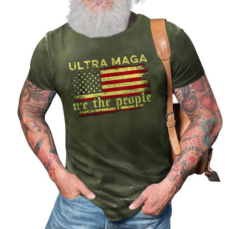 Womens Funny Ultra Maga Vintage American Flag Ultra-Maga Retro  3D Print Casual Tshirt