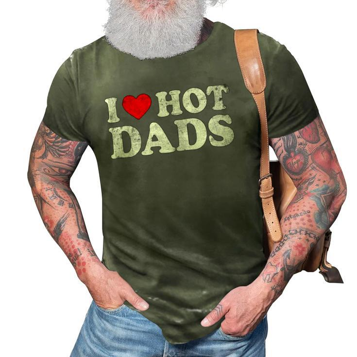 Womens I Love Hot Dads  I Heart Hot Dads  Love Hot Dads V-Neck 3D Print Casual Tshirt