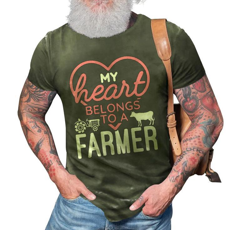 Womens My Heart Belongs To A Farmer Romantic Farm Wife Girlfriend 3D Print Casual Tshirt