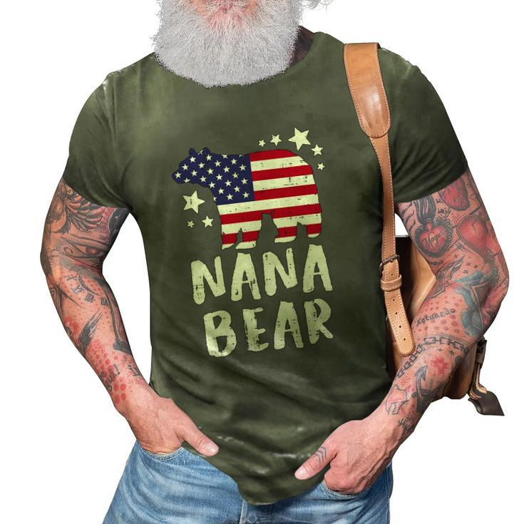 Womens Nana Bear Grandma Us Flag 4Th Of July Matching Family Women 3D Print Casual Tshirt