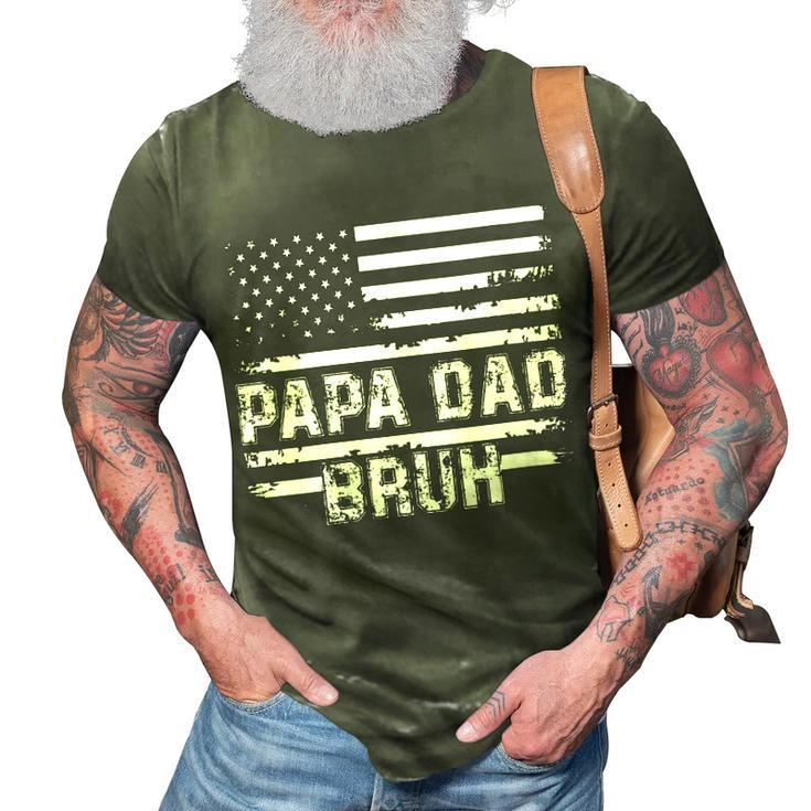 Womens Papa Dad Bruh Fathers Day 4Th Of July Us Flag Vintage 2022  3D Print Casual Tshirt