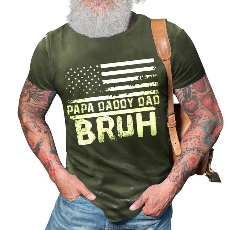 Womens Papa Daddy Dad Bruh Fathers Day 4Th Of July Usa Vintage 2022  3D Print Casual Tshirt
