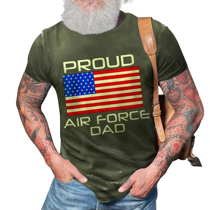 Womens Proud Air Force Dad Us Veterans 4Th Of July American Flag  3D Print Casual Tshirt