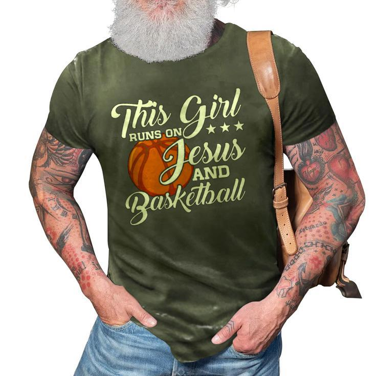 Womens This Girl Runs On Jesus And Basketball  Christian Gift 3D Print Casual Tshirt