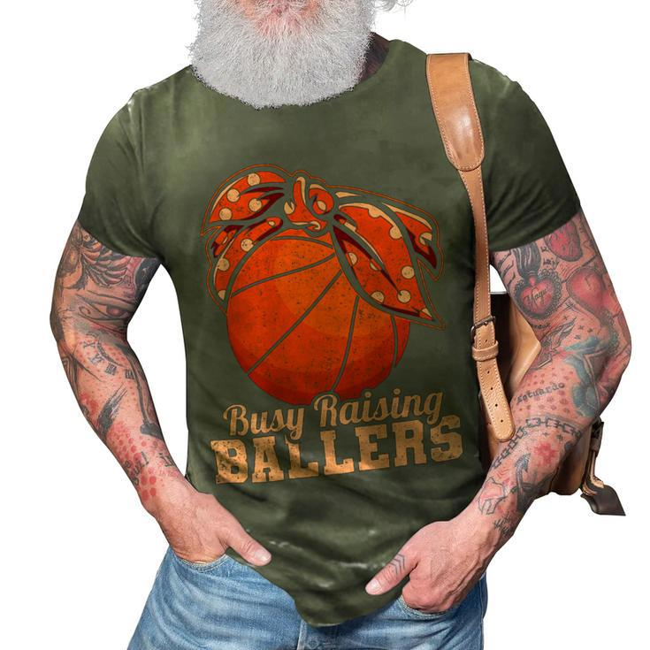 Womens Vintage Busy Raising Ballers Basketball Player Mother 92 Basketball 3D Print Casual Tshirt