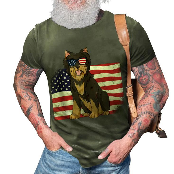 Yorkie Dad & Mom American Flag 4Th Of July Yorkshire Terrier  3D Print Casual Tshirt