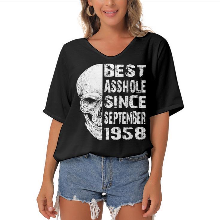 1958 September Birthday V2 Women's Bat Sleeves V-Neck Blouse