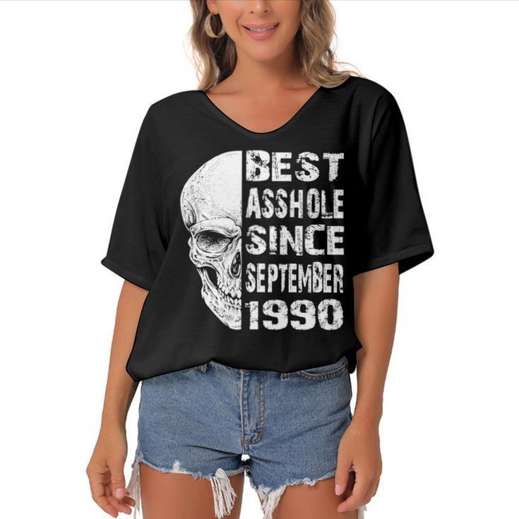 1990 September Birthday Women's Bat Sleeves V-Neck Blouse