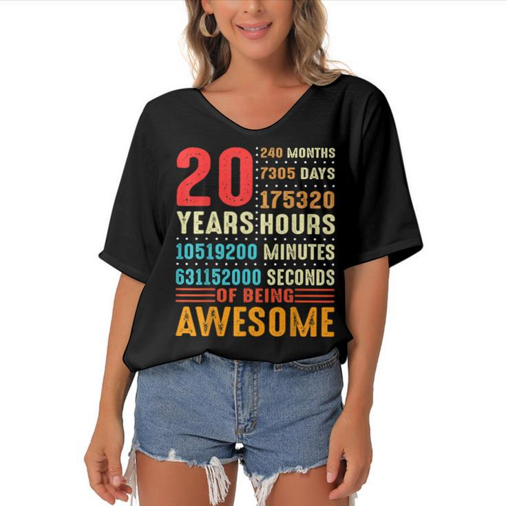 20 Years Old 20Th Birthday Vintage 240 Months For Boy Girl  Women's Bat Sleeves V-Neck Blouse