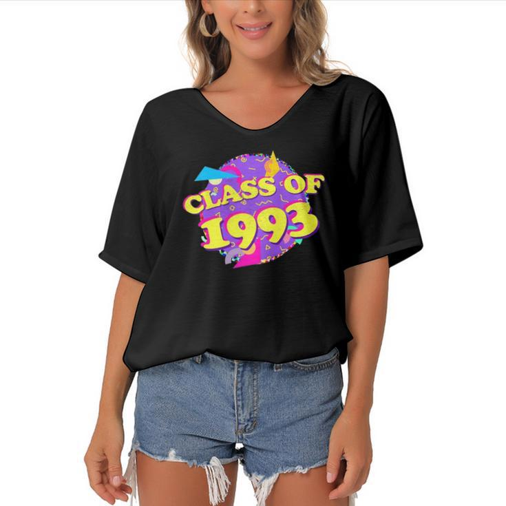 29 Years Class Reunion Class Of 1993 Retro 90S Style Women's Bat Sleeves V-Neck Blouse
