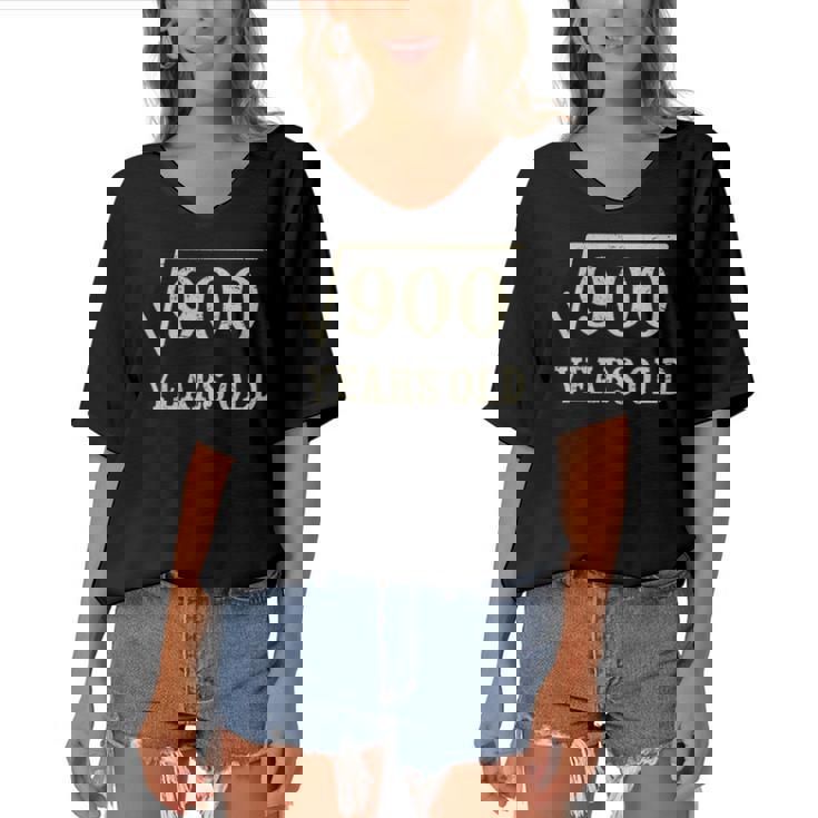 30 Years Old 30Th Birthday Give Idea Square Root Of 900 Vintage Birthday Women's Bat Sleeves V-Neck Blouse