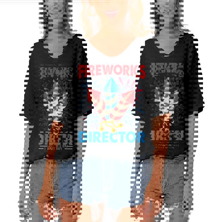 4Th Of July - Fireworks Director I Run You Run Fourth July  Women's Bat Sleeves V-Neck Blouse
