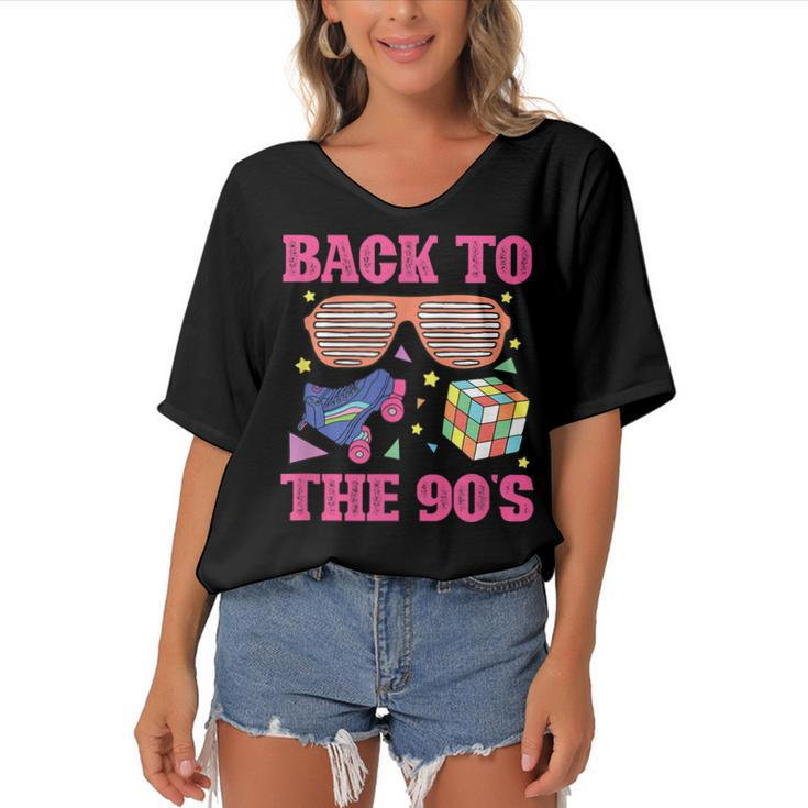 90S Nineties I Love The 1990S Back To The 90S  Women's Bat Sleeves V-Neck Blouse