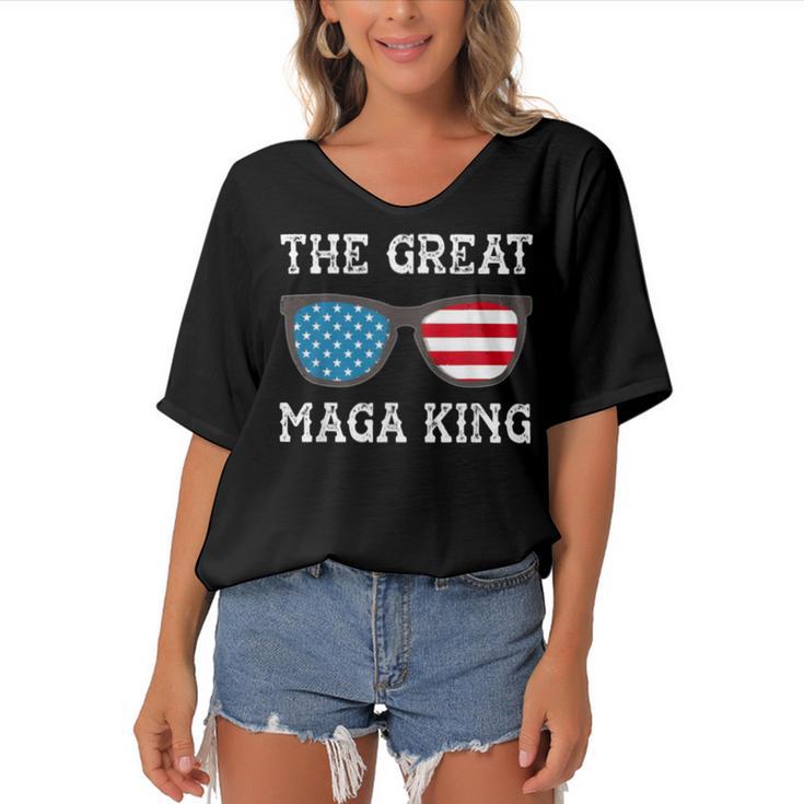 Anti Joe Biden Ultra Maga The Return Of The Great Maga King        V3 Women's Bat Sleeves V-Neck Blouse