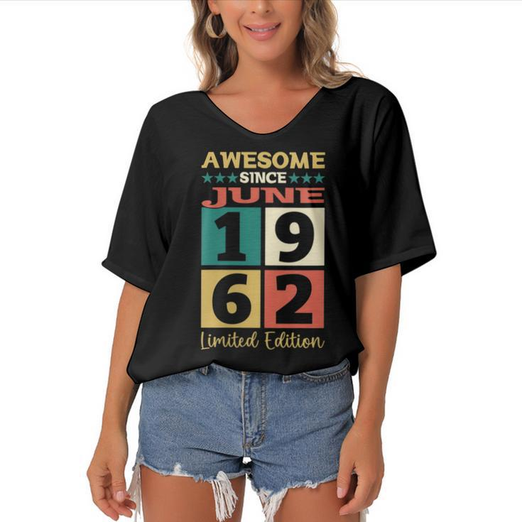 Awesome Since 1962 60Th Birthday Gift  Women's Bat Sleeves V-Neck Blouse
