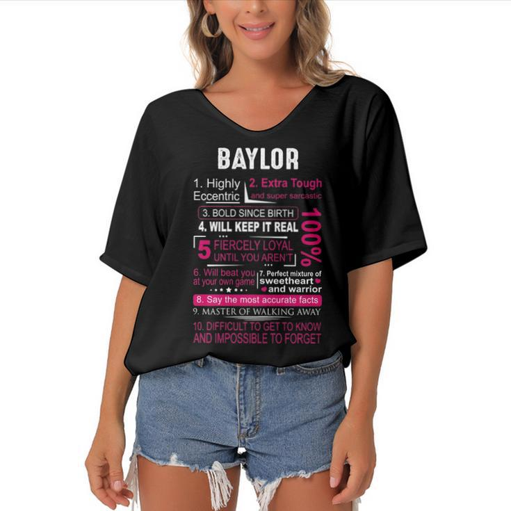 Baylor Name Gift   Baylor Name Women's Bat Sleeves V-Neck Blouse
