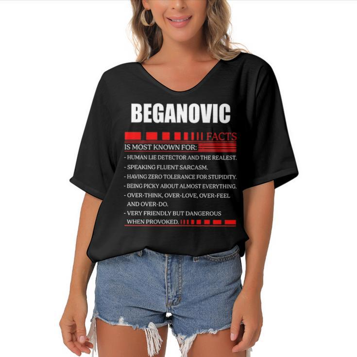 Beganovic Fact Fact T Shirt Beganovic Shirt  For Beganovic Fact Women's Bat Sleeves V-Neck Blouse