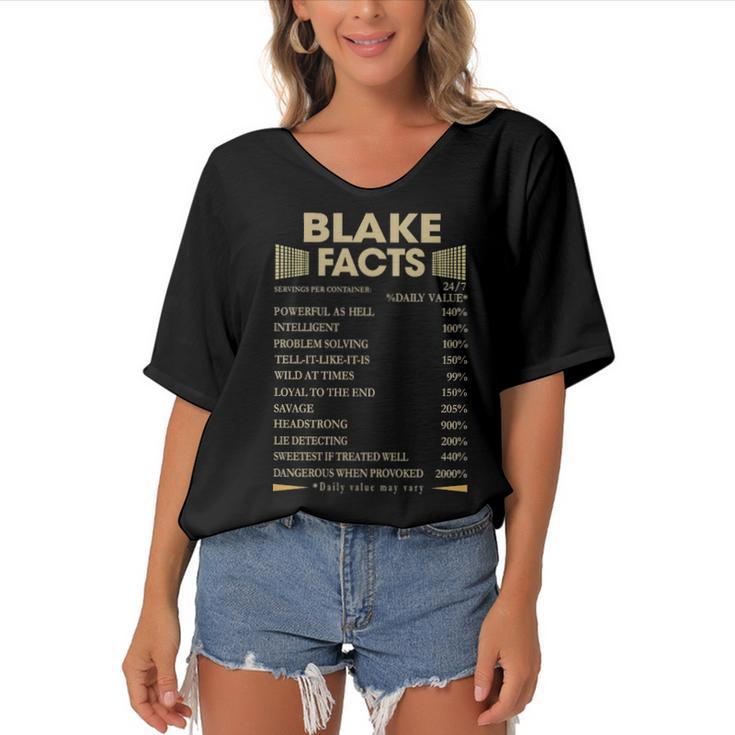 Blake Name Gift   Blake Facts Women's Bat Sleeves V-Neck Blouse