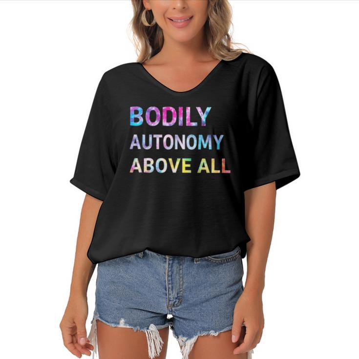 Bodily Autonomy Above All Womens Right My Body My Choice Women's Bat Sleeves V-Neck Blouse