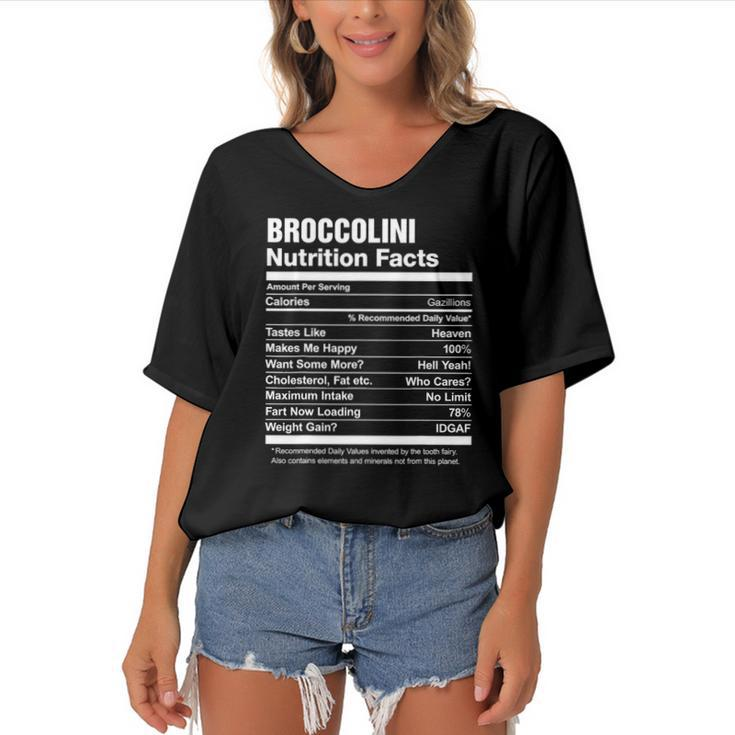 Broccolini Nutrition Facts Funny Women's Bat Sleeves V-Neck Blouse